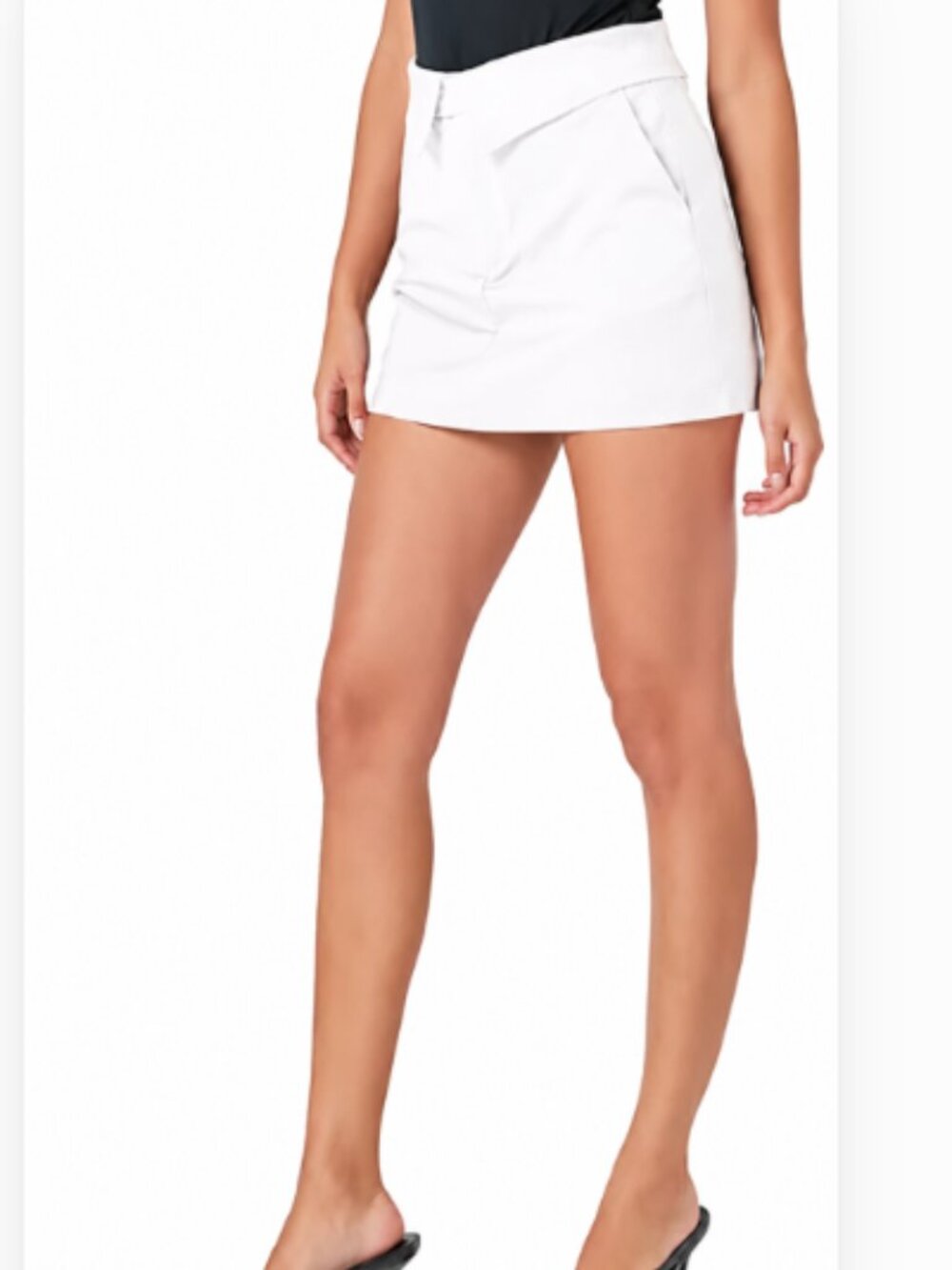 NWT Endless Rose White Fold Waist Mini Skort Size S